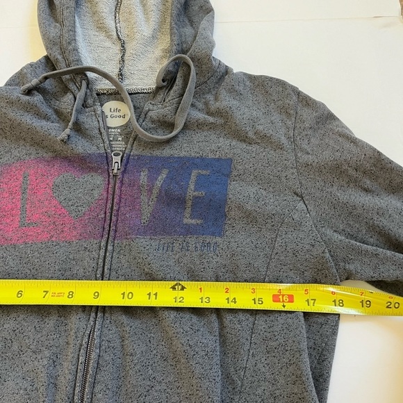 Life is good Love Hooded Full Zip Sweatshirt Gray Size Medium - Picture 5 of 6